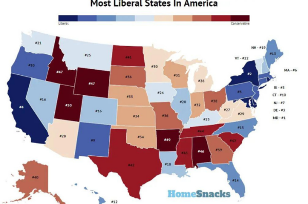 10 most liberal states in the u.s.