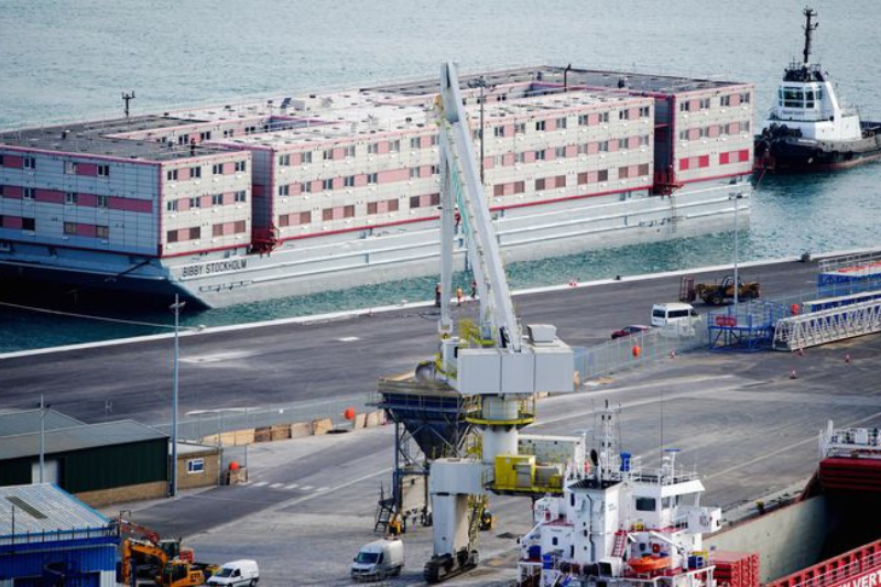 Bibby Stockholm Engineless Barge Set To House Asylum Seekers Arrives In Dorset 2853