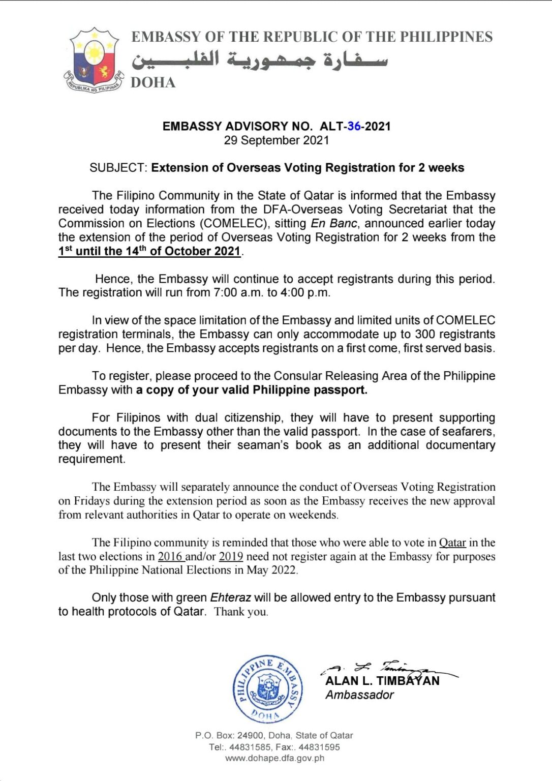 philippines-embassy-in-qatar-voting-filipino-expatriates