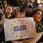 thousands of people gather in tbilisi to demonstrate georgia's commitment to eu membership