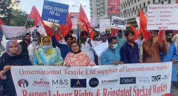 Workers protest contract system, seek labour rights in Pakistan’s Karachi
